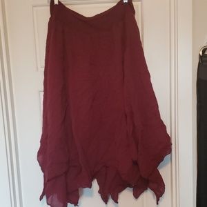 Worn once red layered handkerchief hem skirt